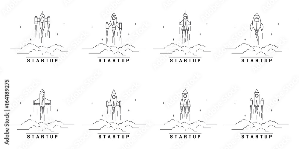 set of startup banners