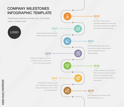 Vector Infographic Company Milestones Timeline Template.