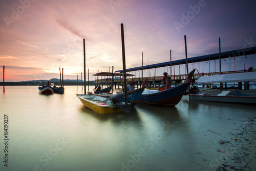 scenery of sunset at Lumut,Malaysia. Soft focus,motion blur due o long exposure. © airell