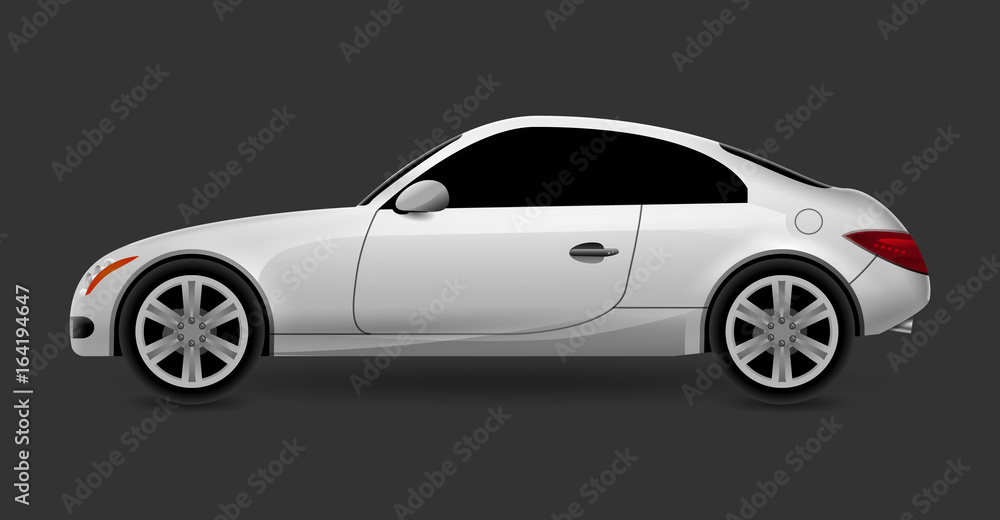 Vector automobile coupe isolated profile side view. Luxury modern sedan transport auto car. Side view car design illustration