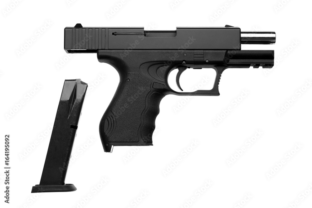 black gun pistol isolated on white