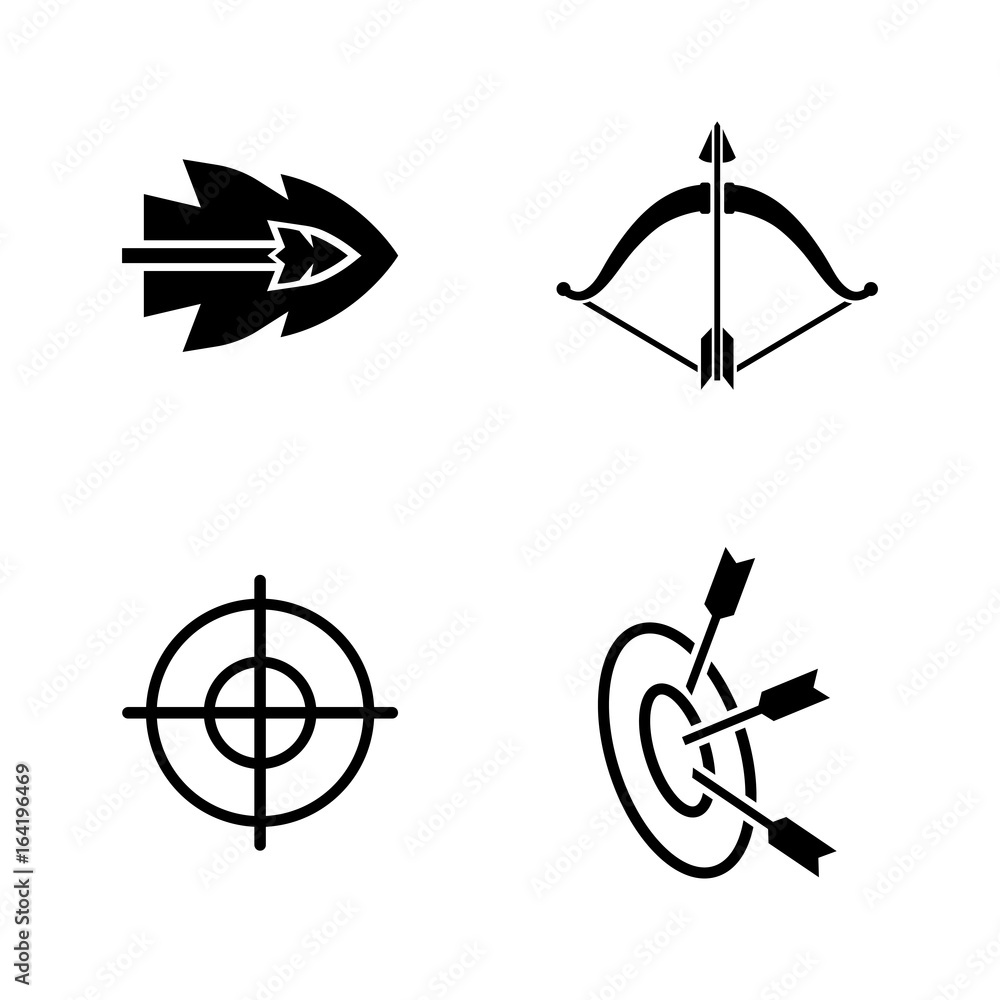 Bows and Arrows. Simple Related Vector Icons Set for Video, Mobile Apps, Web Sites, Print Projects and Your Design. Black Flat Illustration on White Background. Bows and Arrows. Simple Related Vector Icons Set for Video, Mobile Apps, Web Sites, Print Projects and Your Design. Black Flat Illustration on White Background.