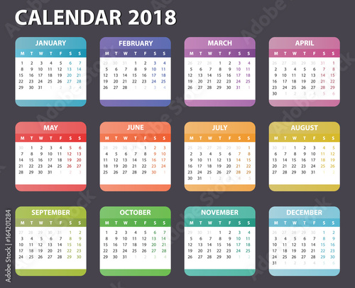 calendar for 2018 starts monday, vector calendar design 2018 year