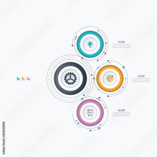 Infographics template 3 options with circle