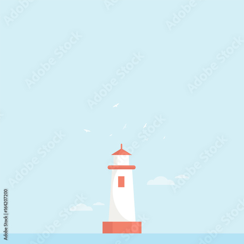 Lighthouse Flat Minimal Style Vector Illustration