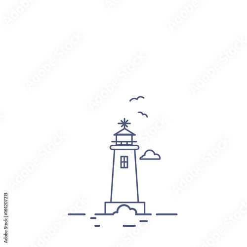 Lighthouse Line Logo Minimal Style Vector Illustration