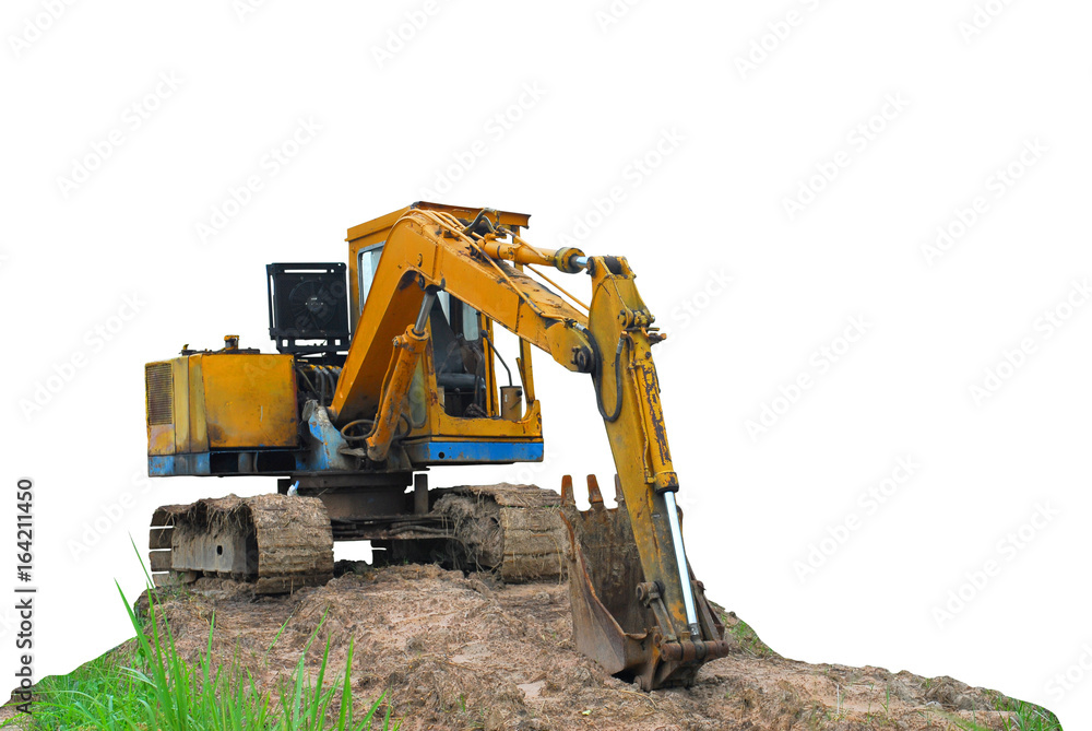 Obraz premium old excavator on white background
