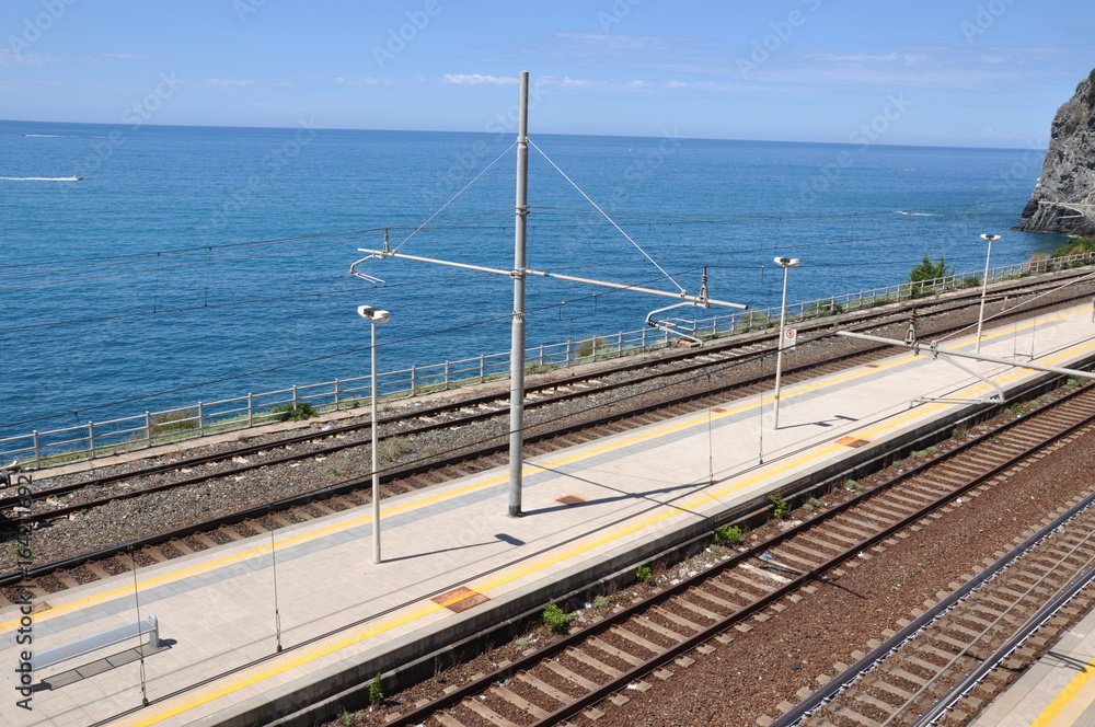 Railway station in italian village Corniglia, Cinque Terre Italy Railway station in italian village Corniglia, Cinque Terre Italy