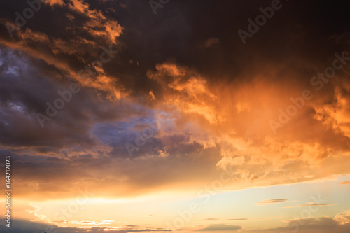 Colourful dramatic sunset clouds background, sky, cloudscape