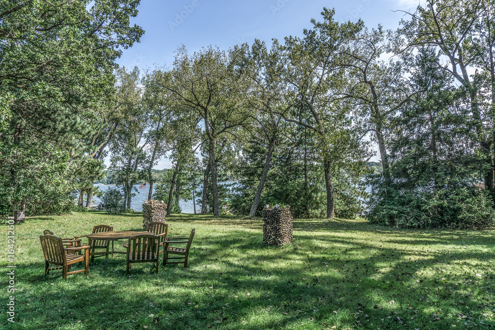 Teak Lawn Furniture over-looking Lake
