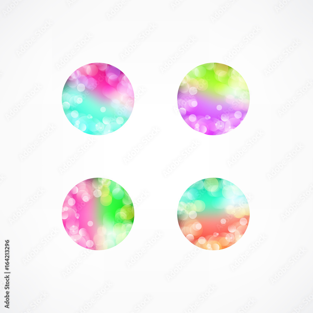 Set of blur bokeh multicolor shapes. Trendy polygonal icons and logotypes. Business signs symbols, labels, badges, frames and borders Set of blur bokeh multicolor shapes. Trendy polygonal icons and logotypes. Business signs symbols, labels, badges, frames and borders