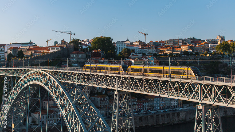 View of Dom Luis I bridge in Porto, Portugal.