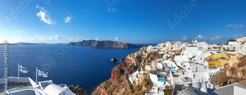Panoramic image if Oia village, Santorini island, Greece