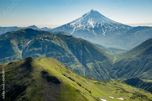 Kamchatka aerial views of mountains and volcanos 
