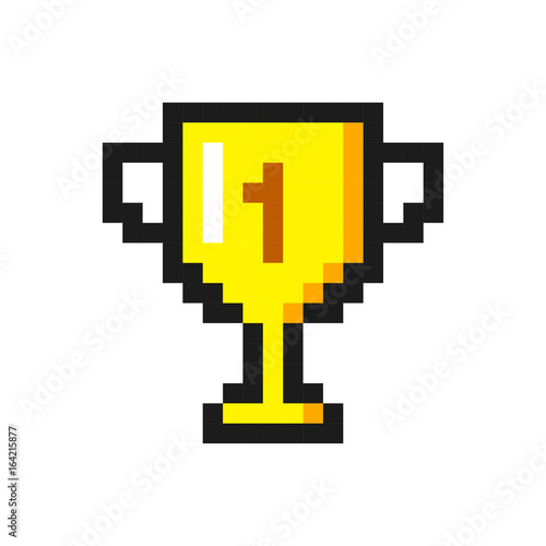 Pixel art golden cup award trophy icon
