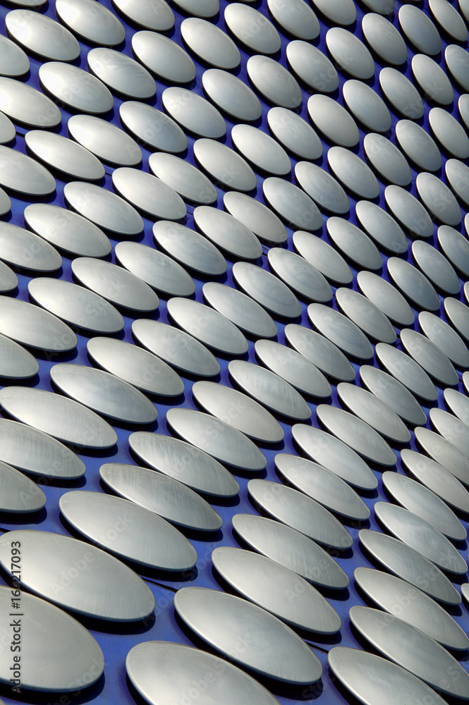 Fototapeta premium Futuristic modern building roof cladding at the Bullring shopping centre mall in the city centre