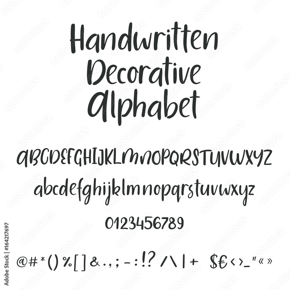 Hand drawn brush ink vector ABC upper and lower case letters set. Doodle comic font for your design.