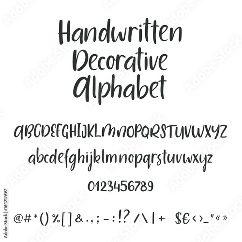 Hand drawn brush ink vector ABC upper and lower case letters set. Doodle comic font for your design.