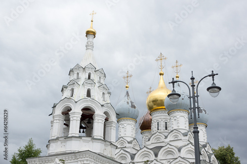 Photography russian white church in moscow golden