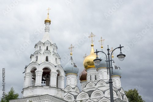 Photography russian white church in moscow golden