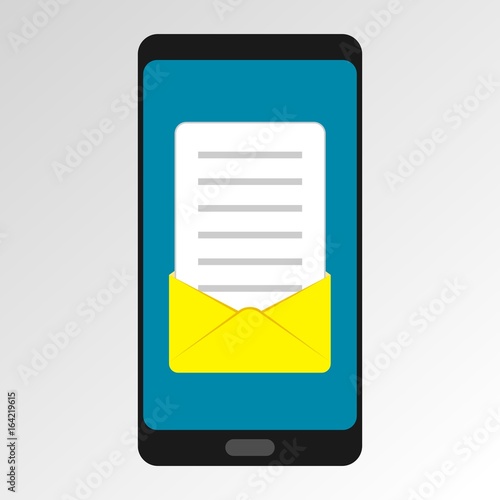 Envelope on smart phone screen. E-mail marketing. Direct marketing. Message