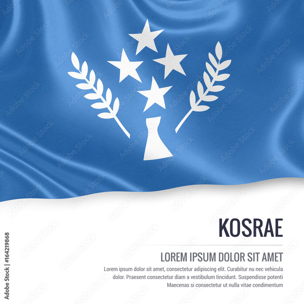 Federated States of Micronesia state Kosrae flag waving on an isolated ...