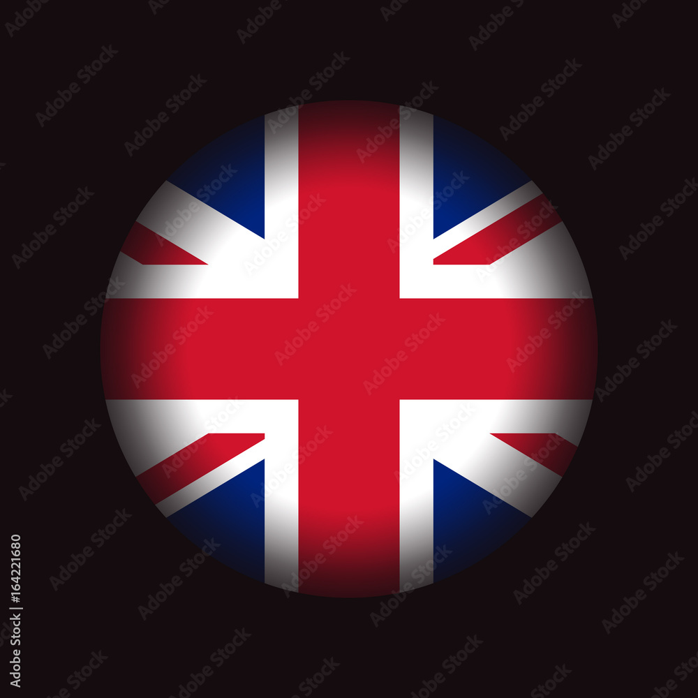 Obraz premium Circle Great Britain flag, isolated on black background, vector illustration.