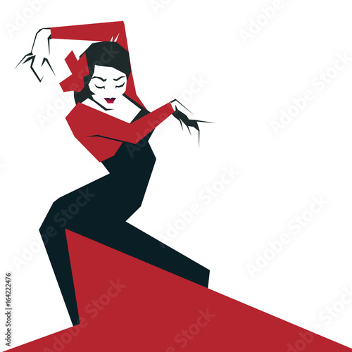 Flamenco Dancer in expressive impressive pose. Minimalost laconi