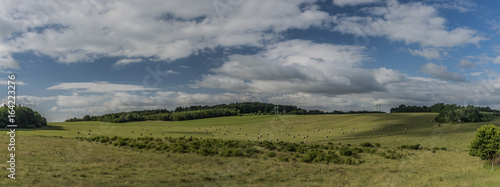 Fields with hay in Ceske Stredohori mountains