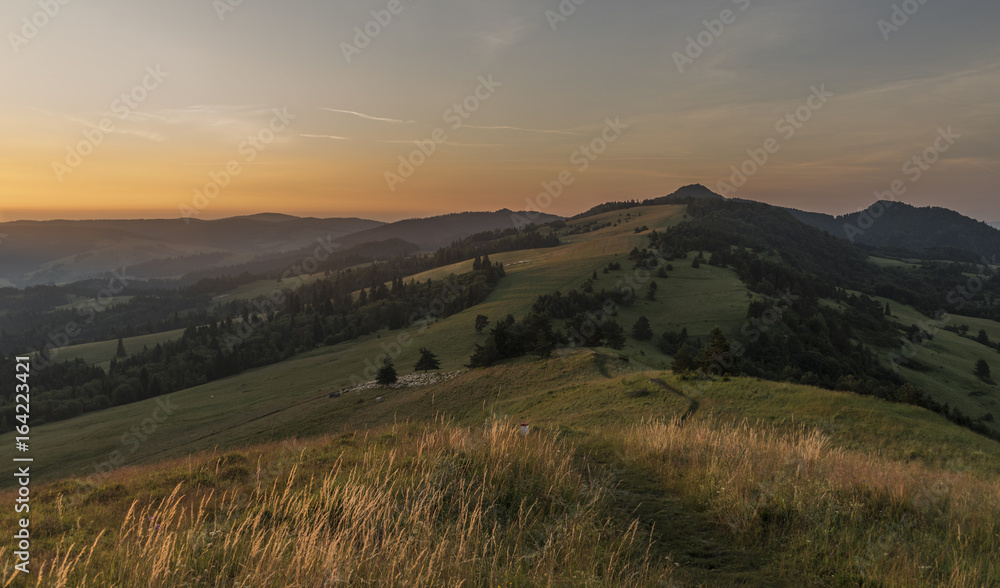 Beautiful view in Pieniny national park with sunrise