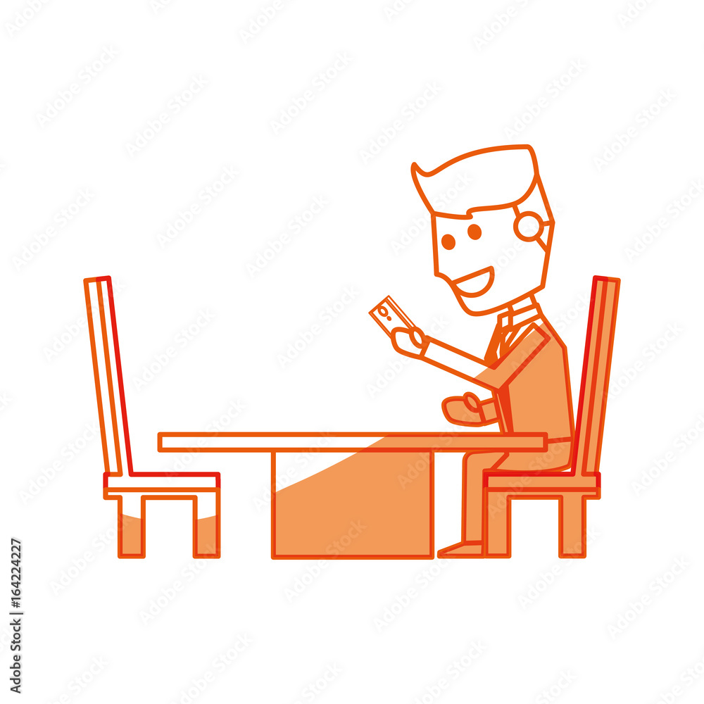 Young man with smartphone cartoon Young man with smartphone cartoon