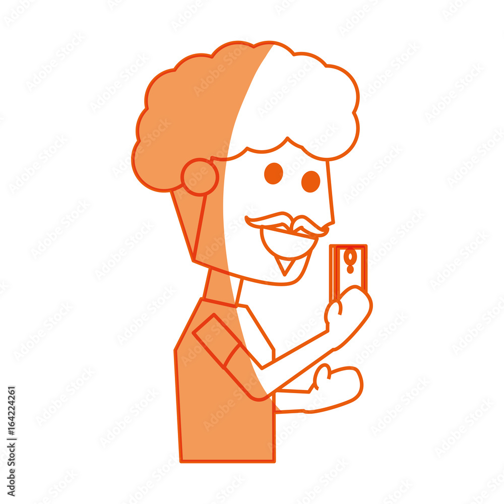 Young man with smartphone cartoon Young man with smartphone cartoon