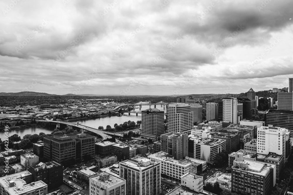 Downtown Portland in Black and White