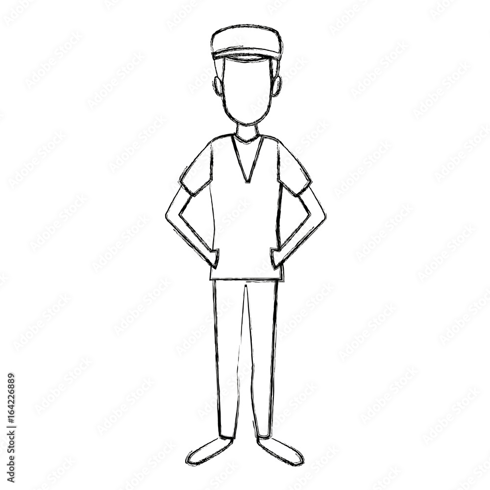 standing man young people cartoon image