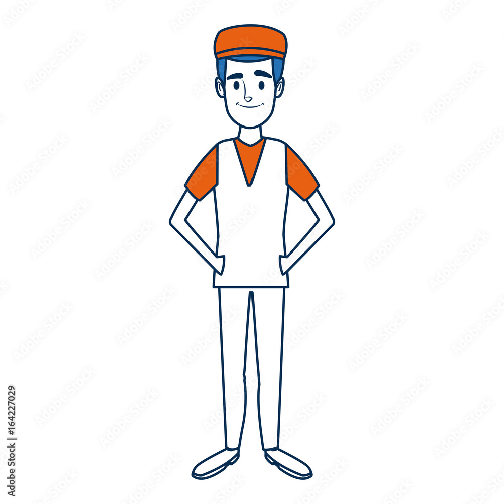 standing man young people cartoon image