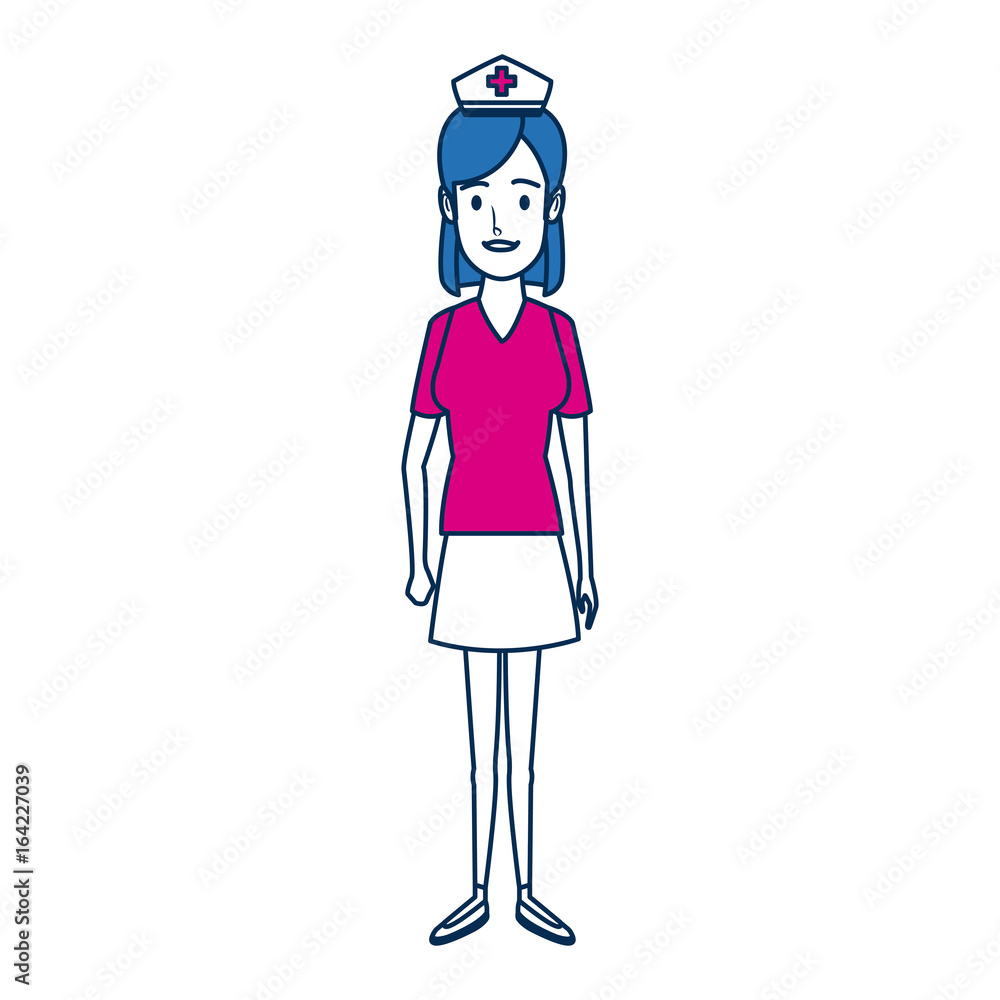 Fototapeta premium nurse female staff with uniform hat medical