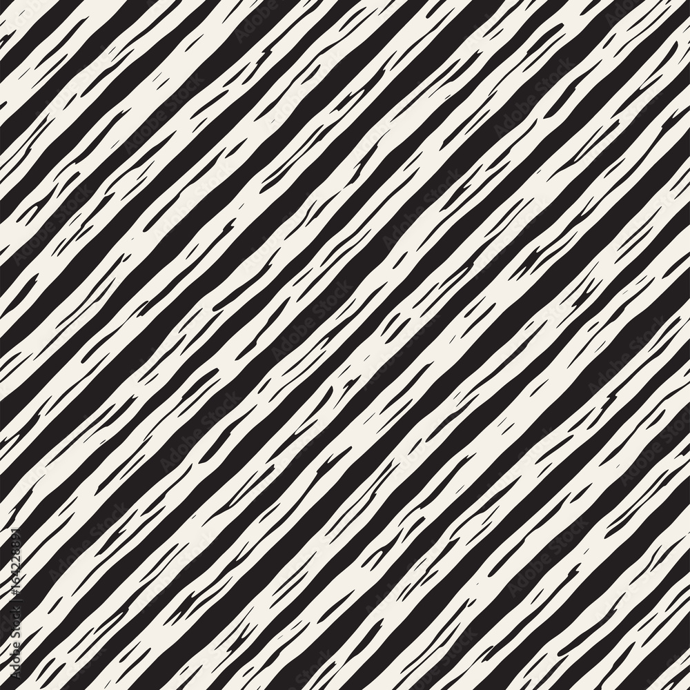 Decorative seamless pattern with handdrawn doodle lines. Hand painted grungy wavy stripes background. Trendy freehand texture