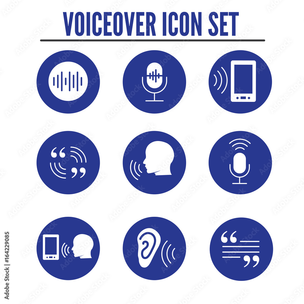 Voiceover or Voice Command Icon with Sound Wave Images Voiceover or Voice Command Icon with Sound Wave Images