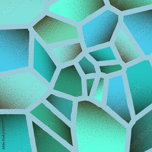 Abstract background with vibrant colors and retro styled vintage dotwork gradients on voronoi grid tiles