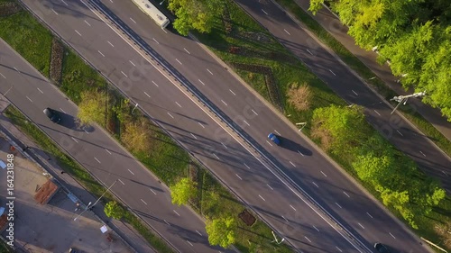 moscow city university lomonosov avenue traffic aerial sunset panorama 4k russia
