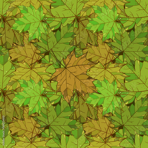 Maple leaves vector seamless pattern. Summer background.