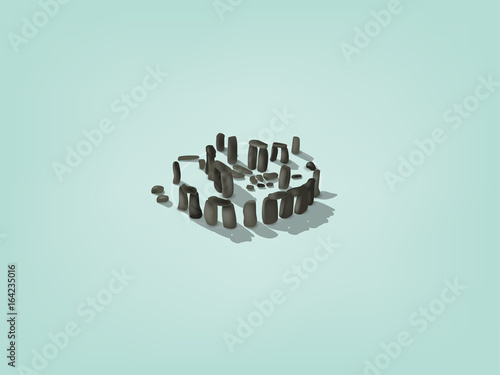 illustration vector isometric design concept of stonehenge The United Kingdom of Great Britain and Northern Ireland, England