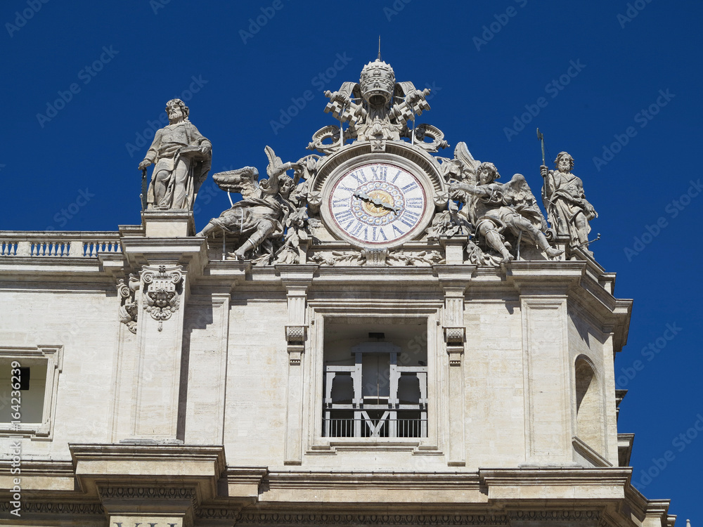 Statues and architectural details on Saint Peter square in Vatican