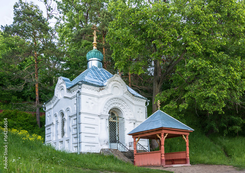 White stone chapel at the Holy spring Macarius of St. Macarius in the city of Makaryev.