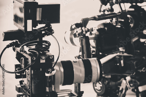 detail of professional camera equipment  film production studio