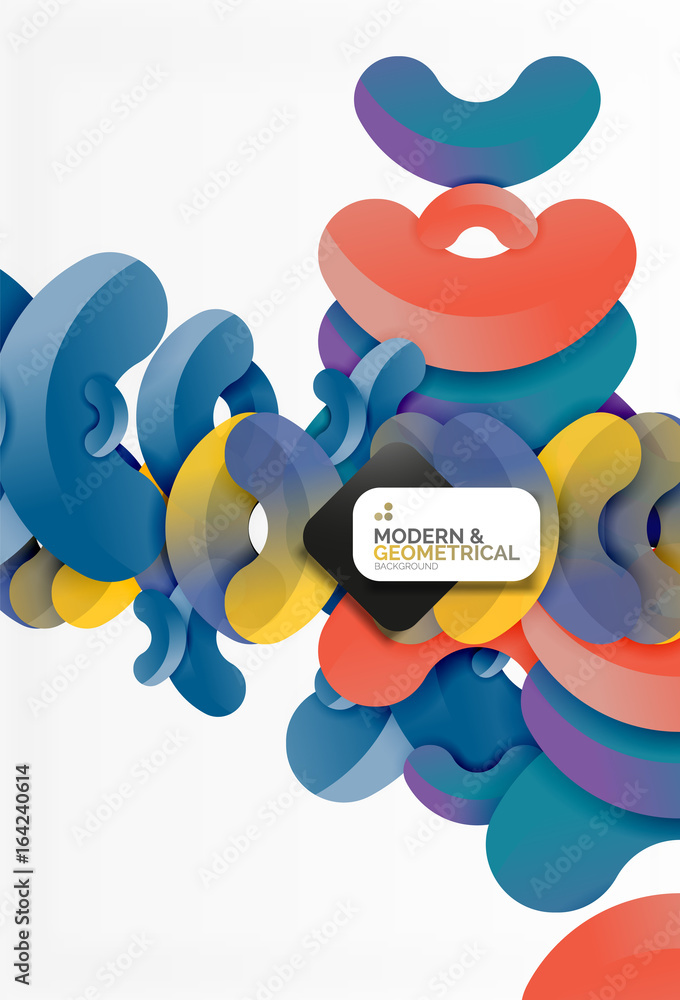 Fototapeta premium Abstract color geometric round shapes on white