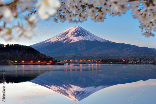 Fuji Mountain with Sakura Branches at Kawaguchiko © iamdoctoregg