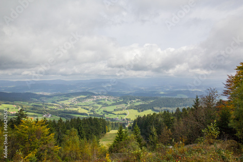 View over the bavarian forest with a cloudy sky