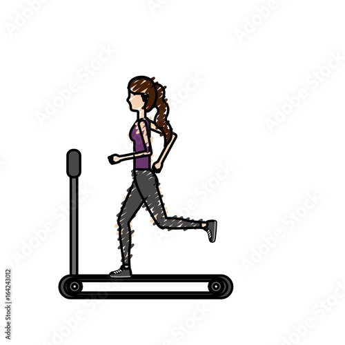 healthy woman doing exercise in the runing mashine