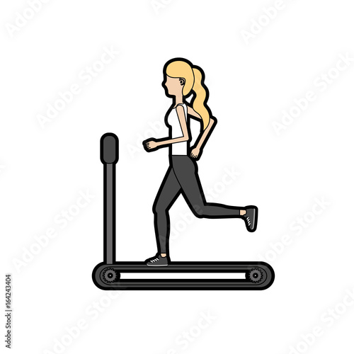 healthy woman doing exercise in the runing mashine